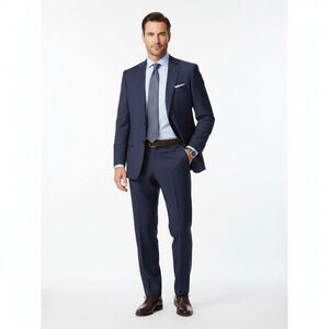 Hugo Boss Blue Virgin Wool Slim Fit Trousers Size 40R